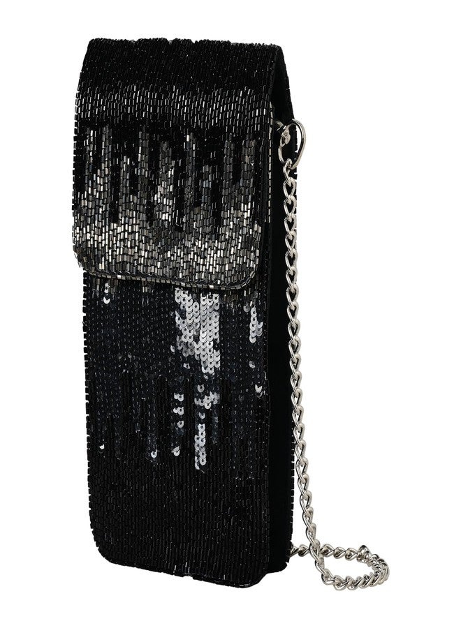 MARKQUES Black Silver Cutdana Embellished Mobile Sling Bag - Image 2